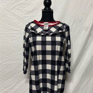 Wondershop Black and White Plaid Flannel Long Sleeve Girls Nightgown